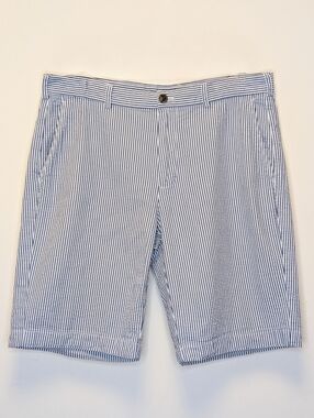 Brooks Brothers Seersucker Stripe Shorts Blue White Classic Preppy Cotton 36